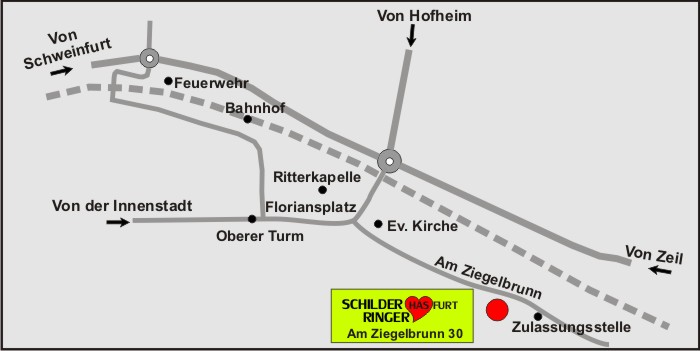 Anfahrtsskizze - Der Weg zu Schilder Ringer in Haßfurt